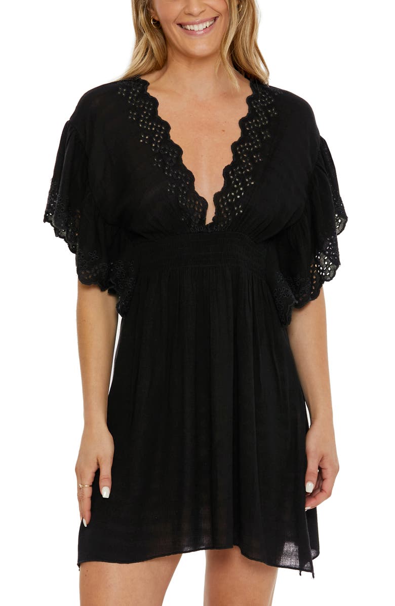 Becca Barbados Embroidered Cover-Up Tunic, Main, color,