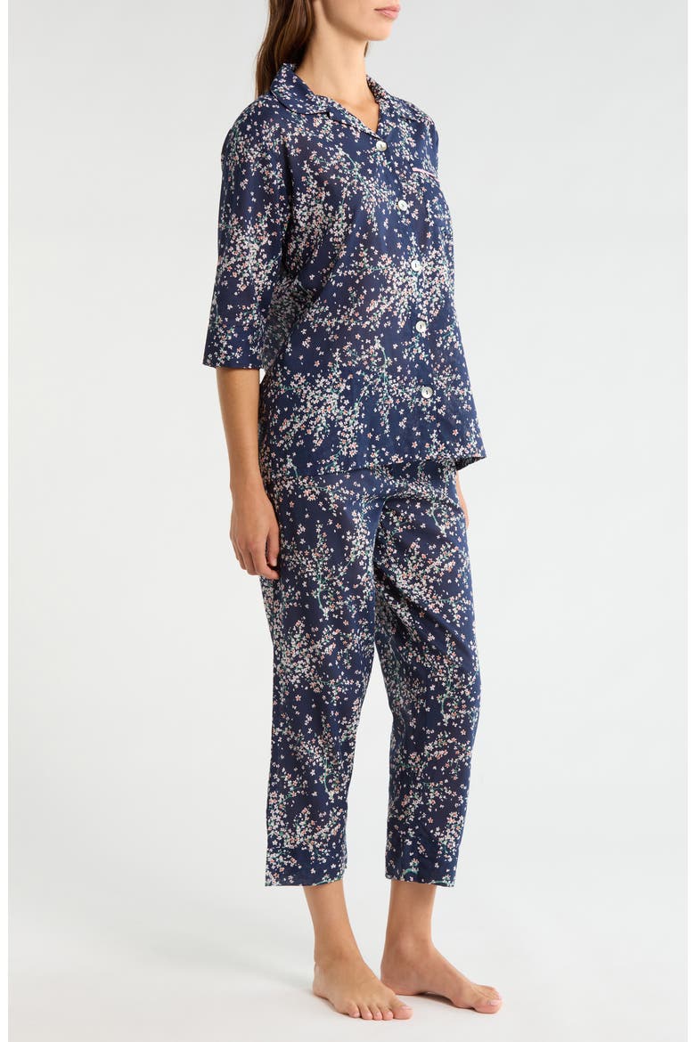 Cherry Blossom Cotton Voile Pajamas, Alternate, color, NAVY