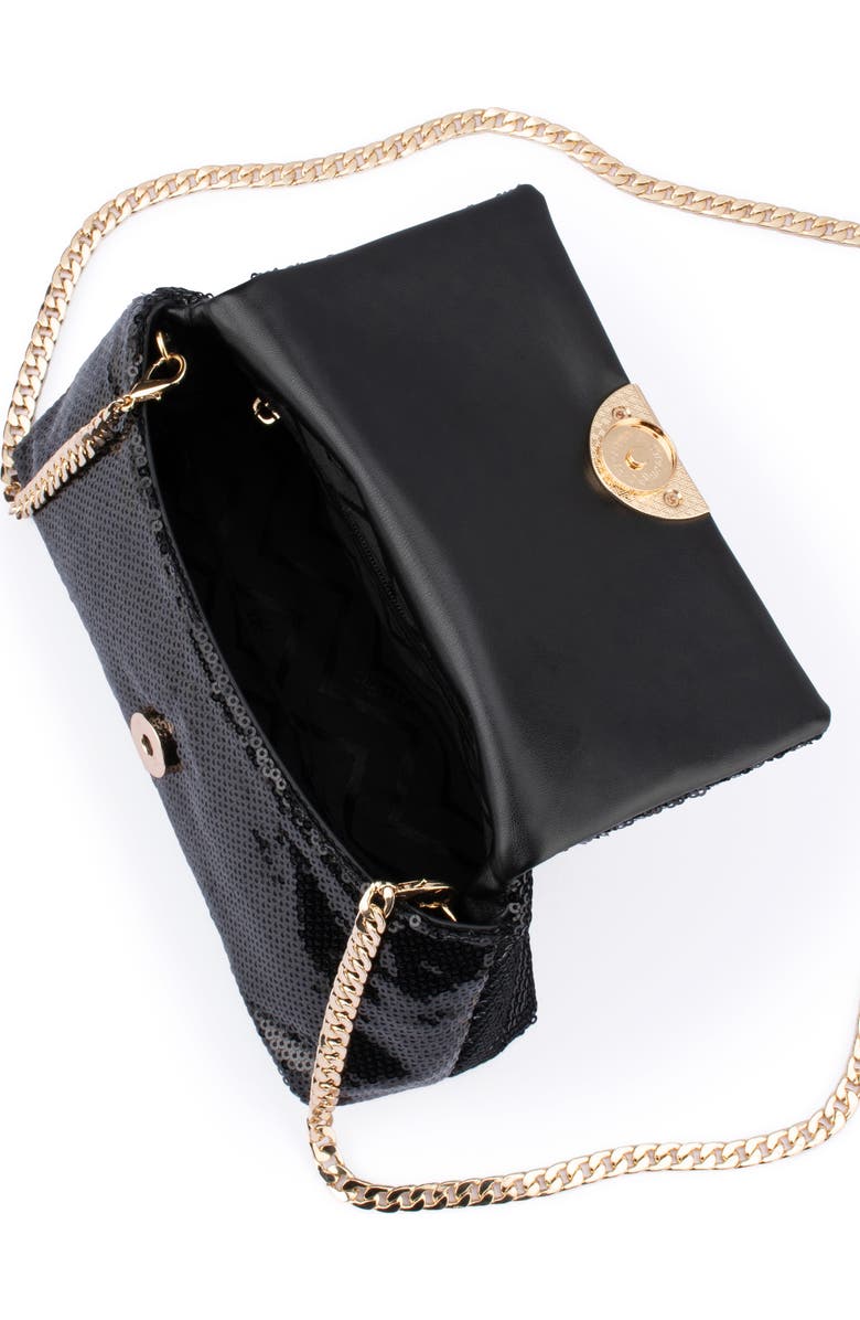 Olga Berg Lily Sequin Shoulder Bag, Alternate, color, Black