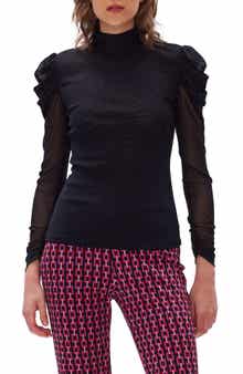 Remy Mesh Puff Sleeve Blouse