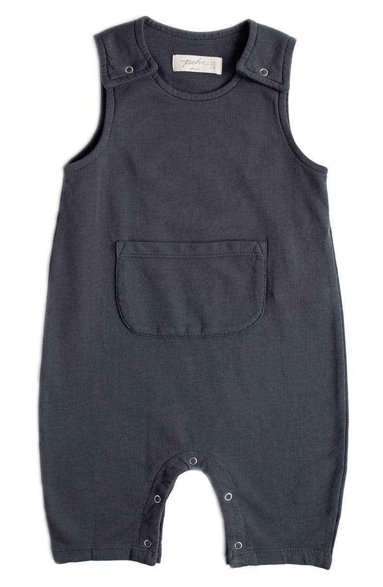 Pehr Organic Cotton French Terry Overalls, Main, color, Ink Blue