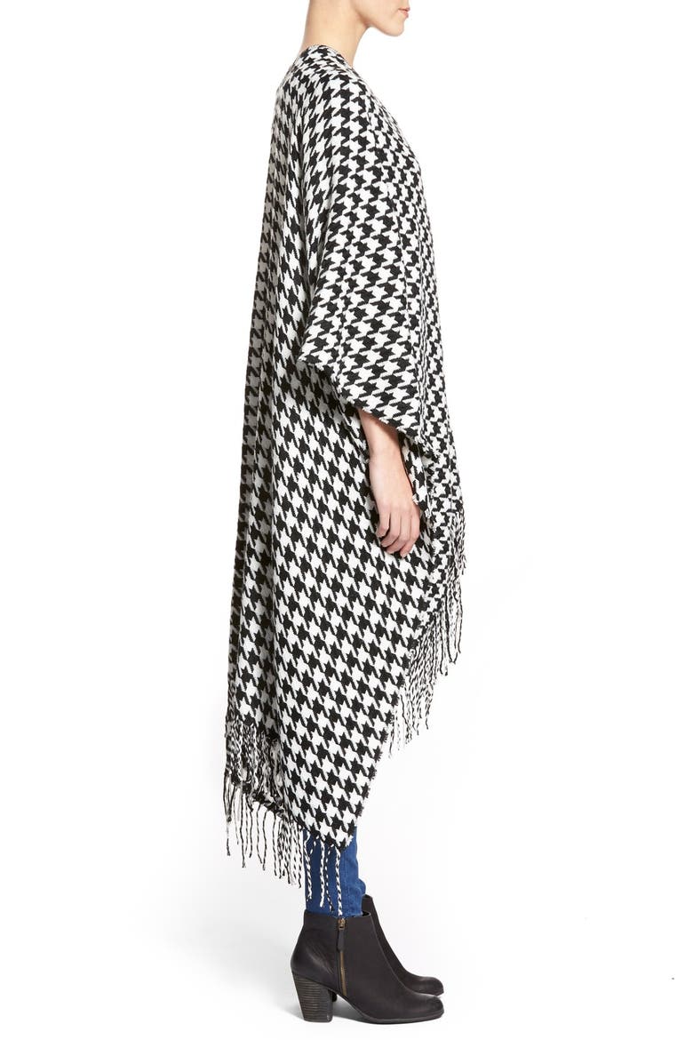 Capelli of New York Houndstooth Cape, Alternate, color, BLACK