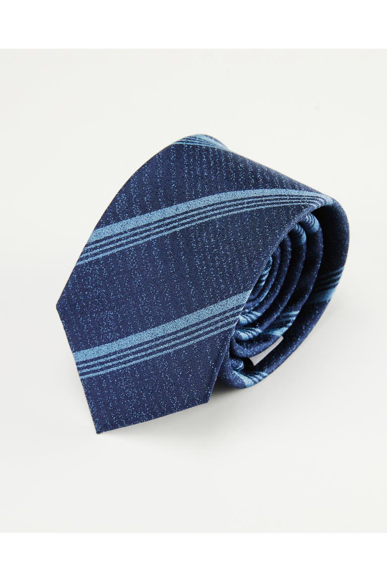 Triple-Striped Silk Jacquard Tie, Main, color, Navy