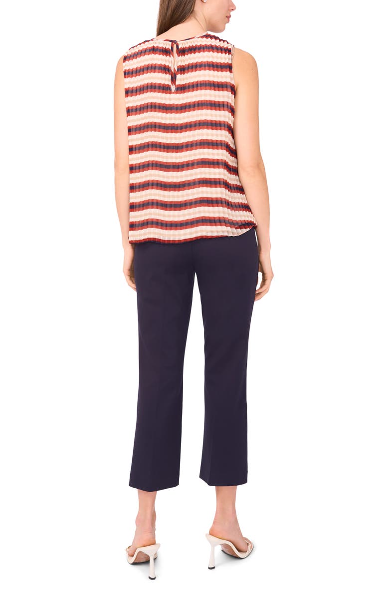 Halogen<sup>®</sup> Stripe Pleated Sleeveless Top, Alternate, color, Burnt Henna