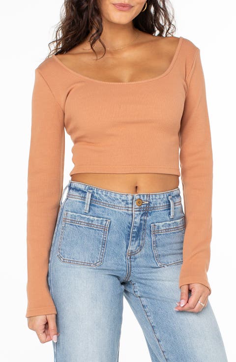 Good Keepsake Long Sleeve Ribbed Crop Top