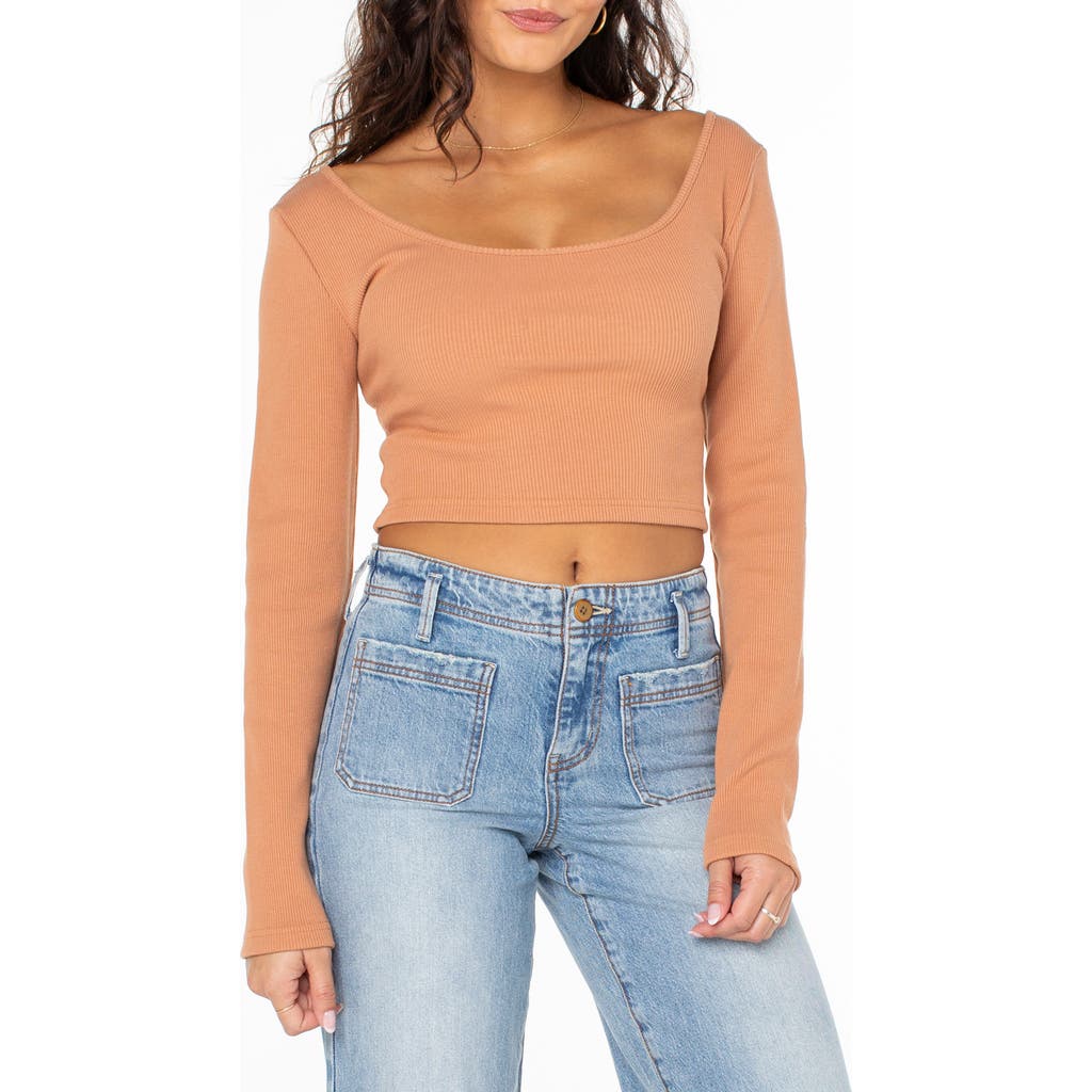 Roxy Good Keepsake Long Sleeve Ribbed Crop Top In Animal Print