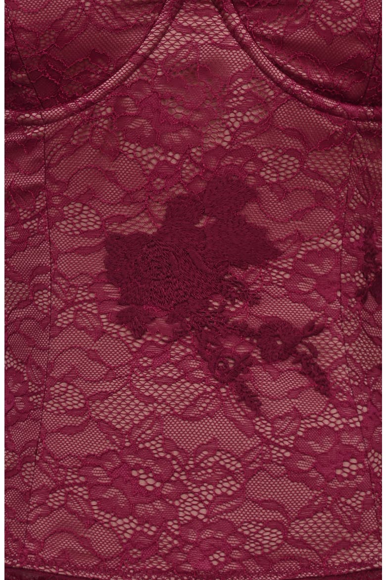 Yara Strapless Lace Corset Top, Alternate, color, WINE