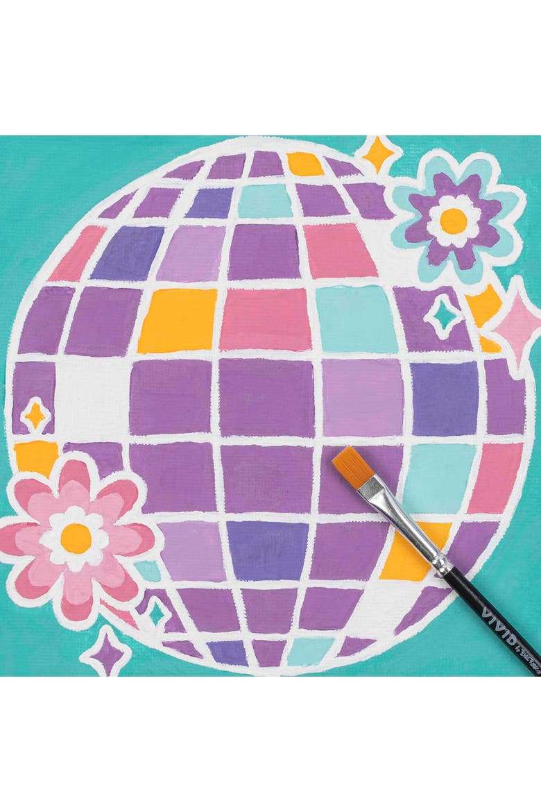 Acrylic Mini Paint By Number Kit, Disco Ball, 6 x 6 Inch, Alternate, color, Multicolored