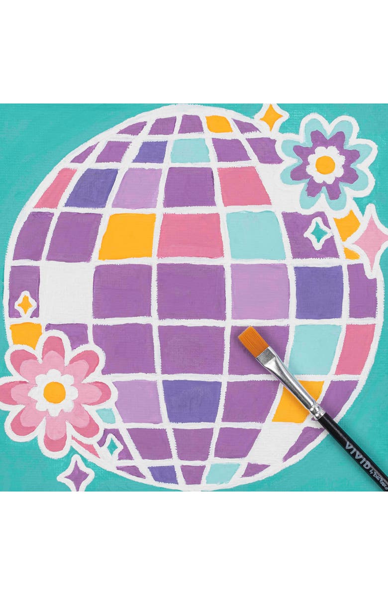 Brea Reese Vivid Acrylic Mini Paint By Number Kit, Disco Ball, 6 x 6 Inch, Alternate, color, Multicolored
