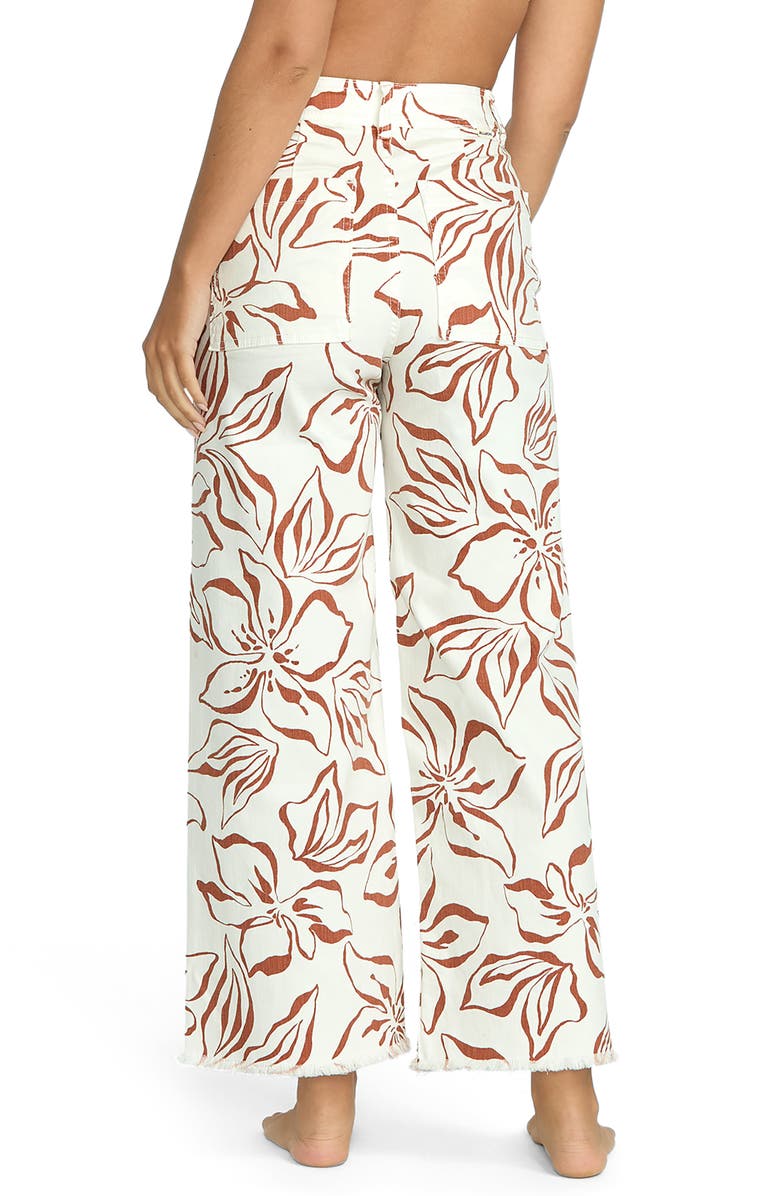 Billabong Free fall Print Wide Leg Twill Pants, Alternate, color, Salt Crystal