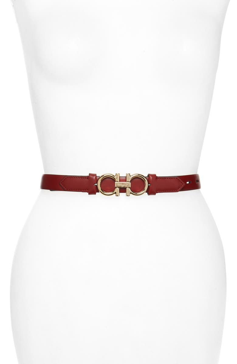 SALVATORE FERRAGAMO Double Gancio Reversible Buckle Leather Belt, Main, color,