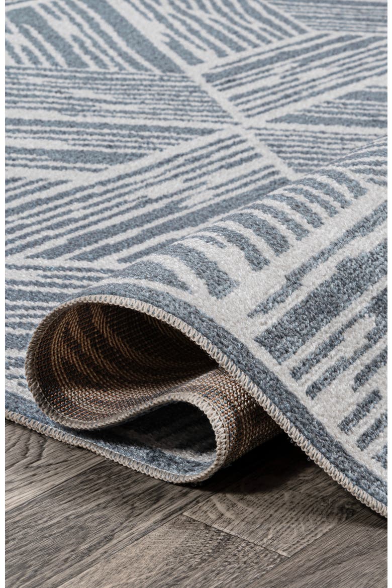 Vector Modern Coastal Geometric Machine-Washable Area Rug, Alternate, color, Blue/Cream