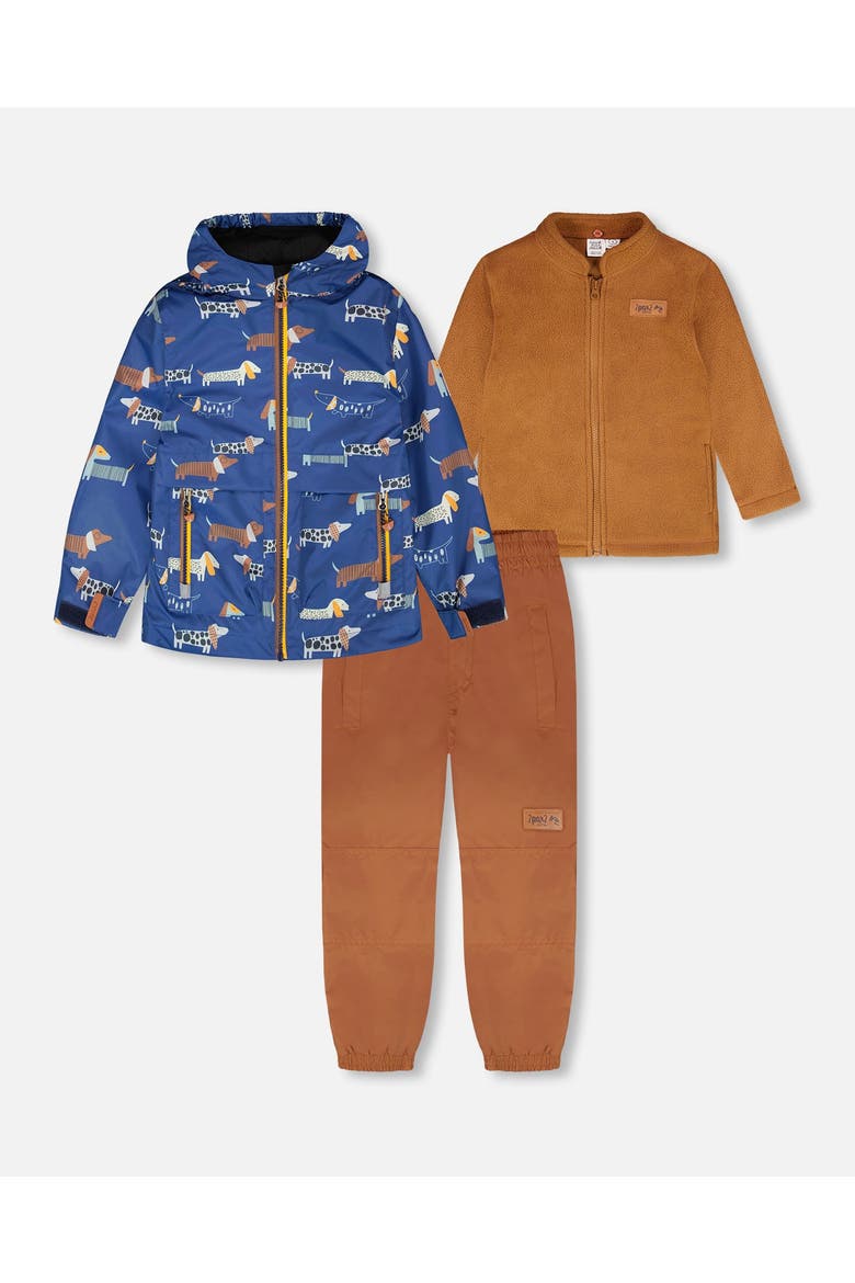 3-in-1 Two-Piece Mid-Season Dog Outerwear Set, Main, color, Blue Printed Dogs