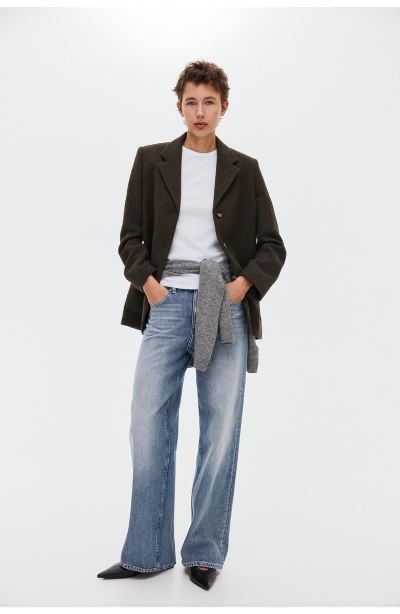 H&M Wool-blend Blazer, Alternate, color, Dark Khaki Green