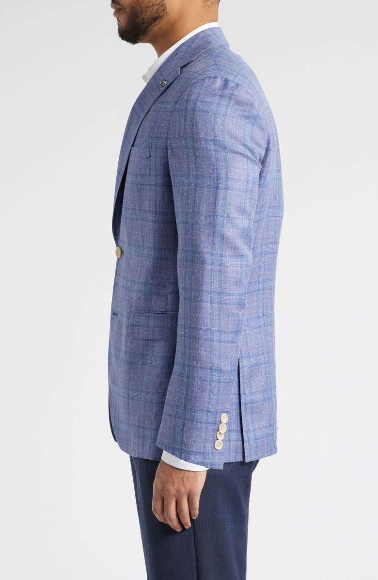 Jack Victor Midland Contemporary Fit Plaid Slub Wool & Silk Blend Sport Coat, Alternate, color, Lavender