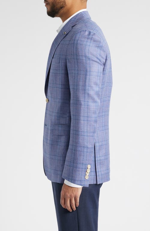 Jack Victor Midland Contemporary Fit Plaid Slub Wool & Silk Blend Sport Coat In Lavender
