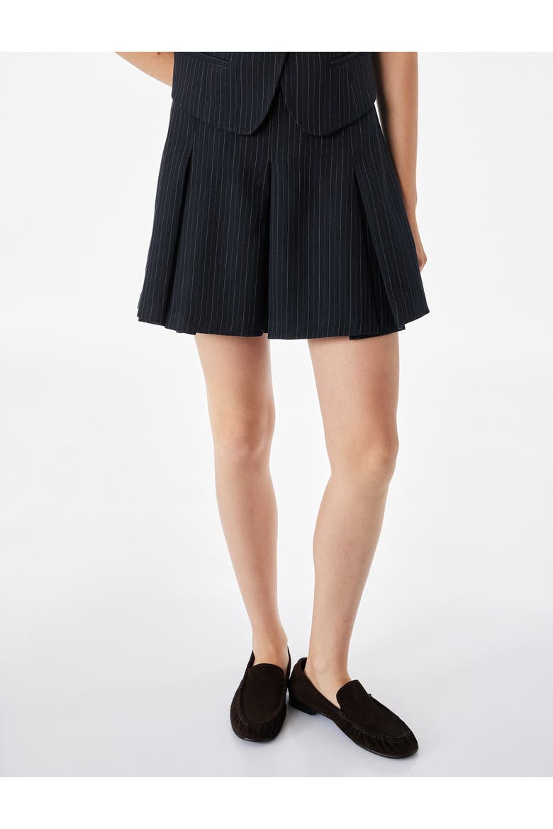 High Rise Pleated Pinstriped Mini Skirt, Alternate, color, NAVY STRIPE
