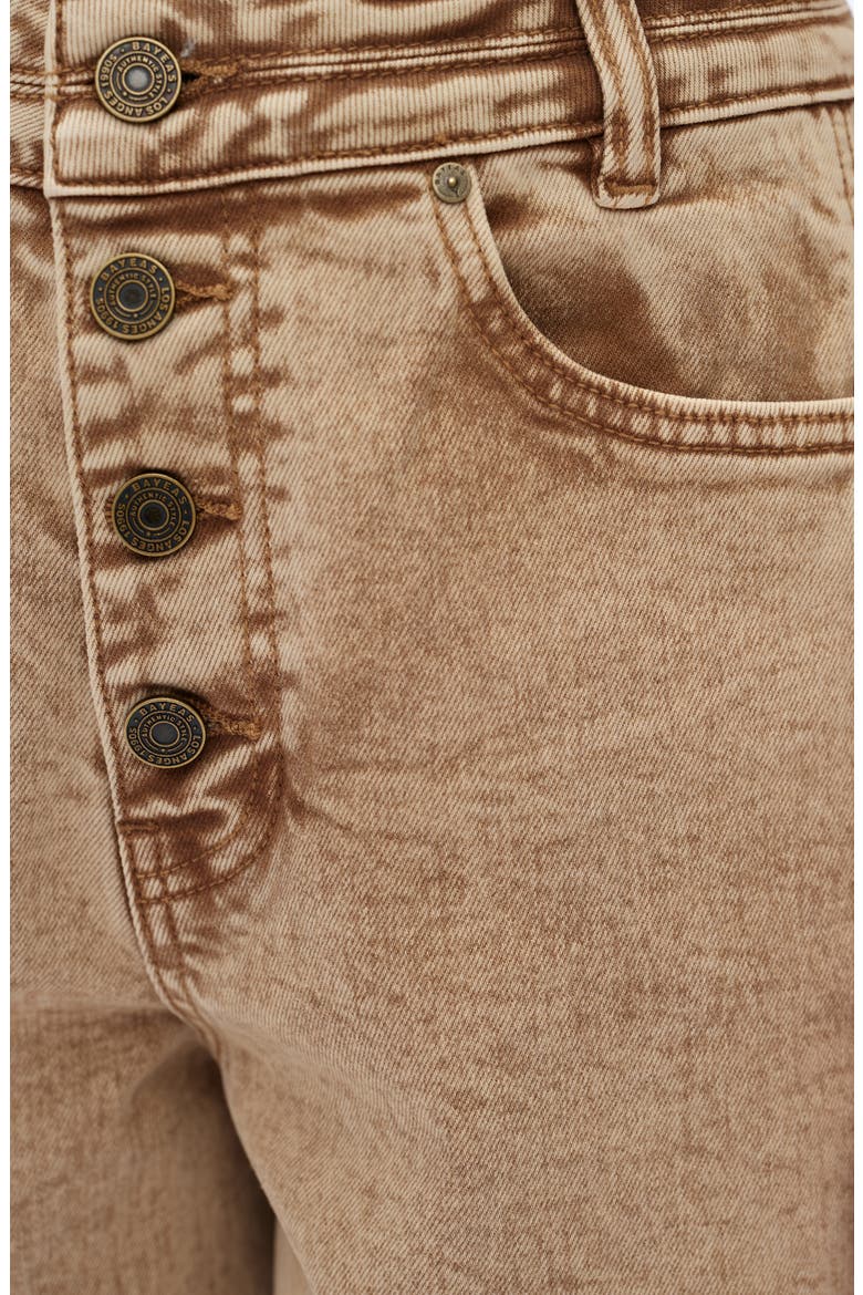 Exposed Button High Waist Barrel Jeans, Alternate, color, KHAKI