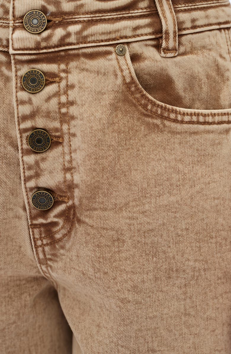 Bayeas Exposed Button High Waist Barrel Jeans, Alternate, color, Khaki