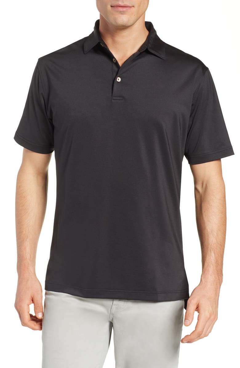 Peter Millar Sean Regular Fit Stretch Jersey Polo, Main, color, Black