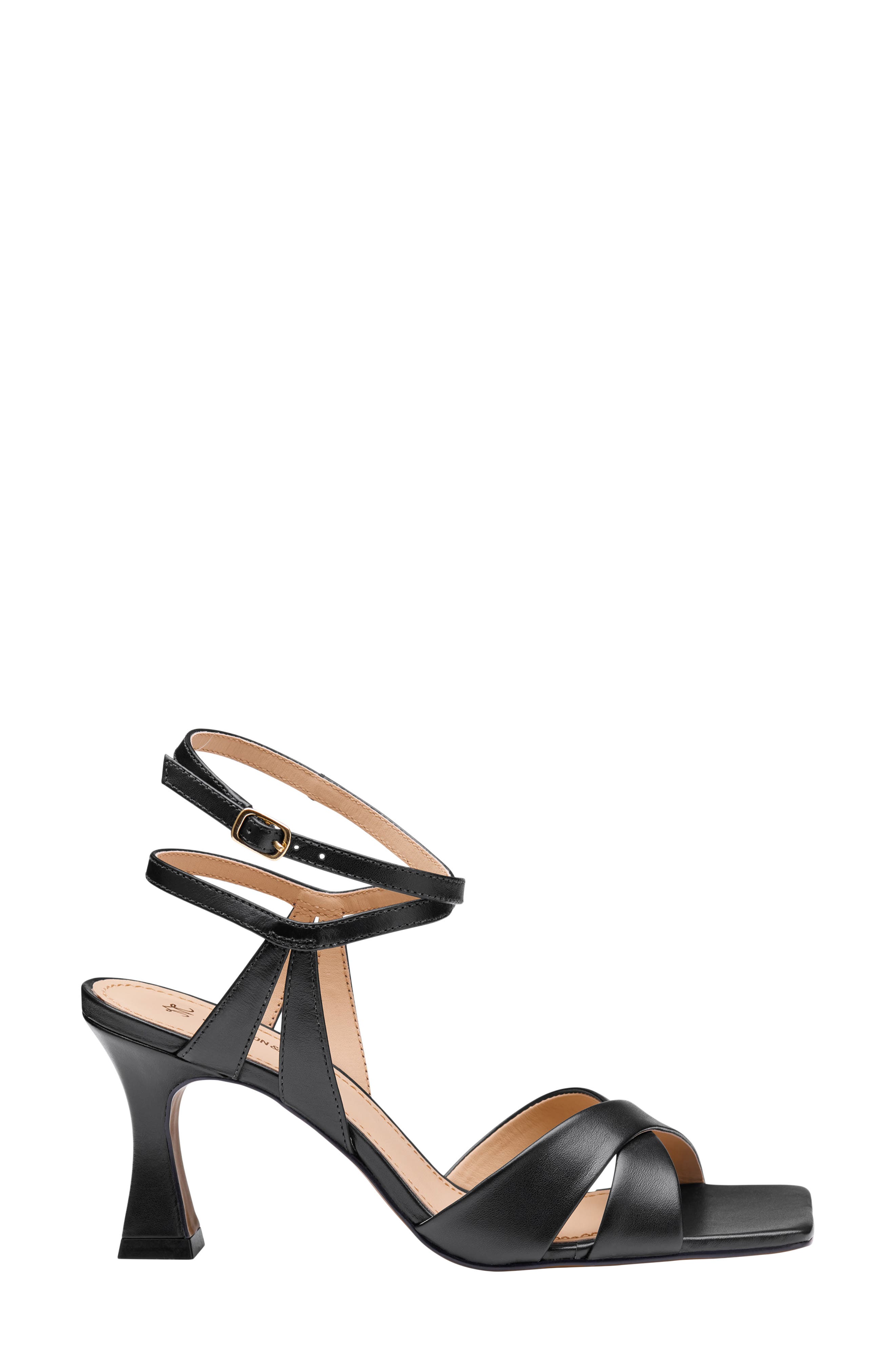 Johnston & Murphy Christine Ankle Strap Sandal, Alternate, color, Black Glove Leather