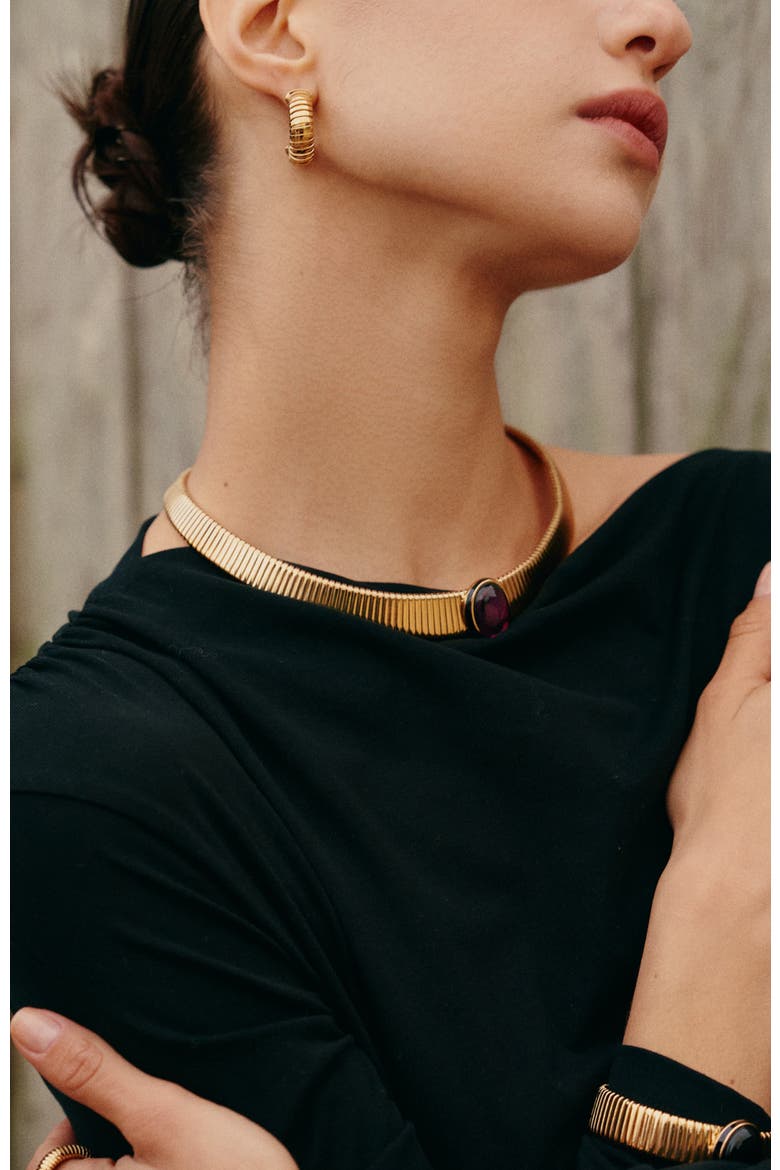 Gladiator Necklace, Alternate, color, Gold & Red
