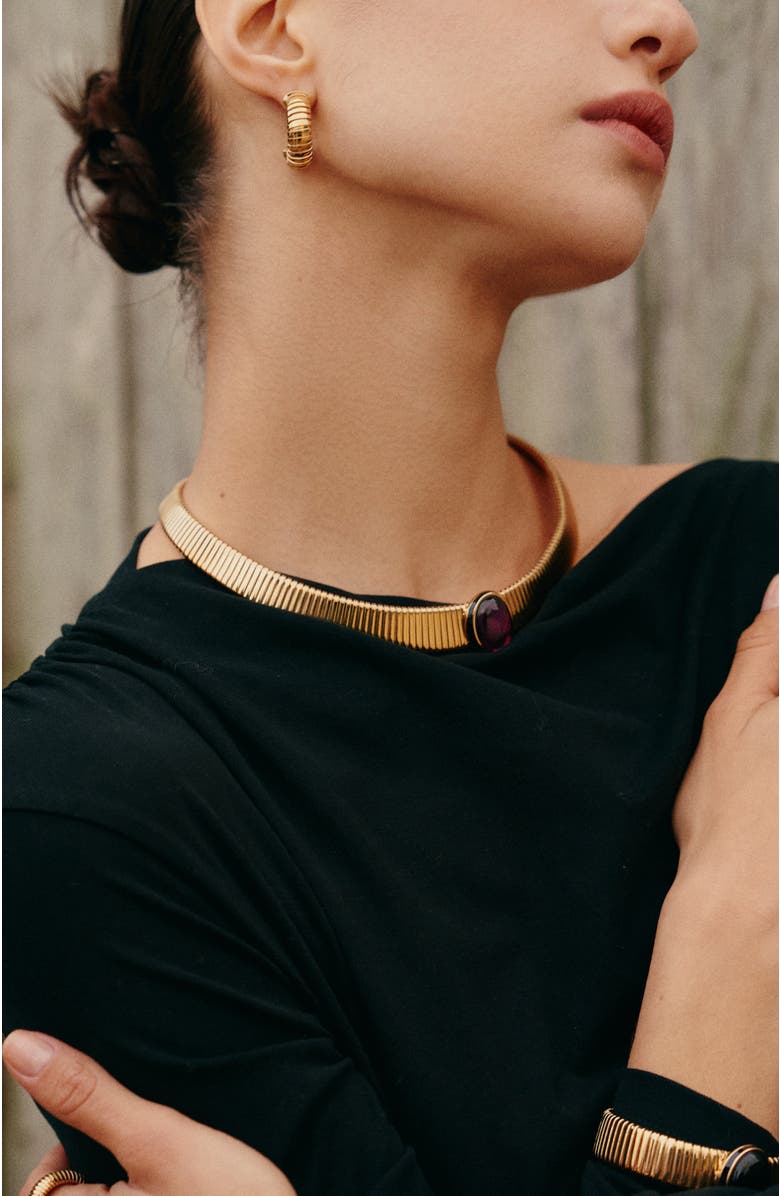 RETRO CHIC Gladiator Necklace, Alternate, color, Gold & Red
