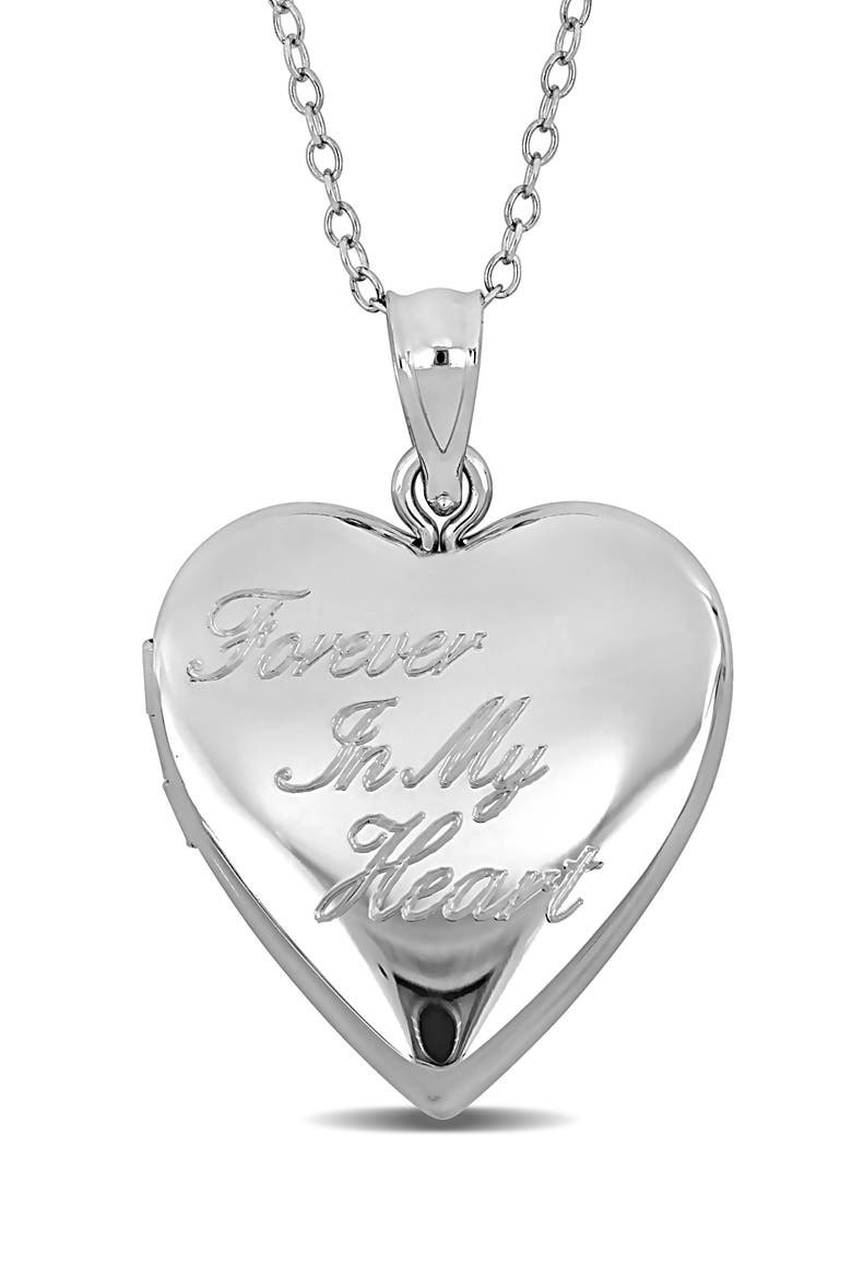 Forever In My Heart Engraved Locket Necklace, Main, color, SILVER