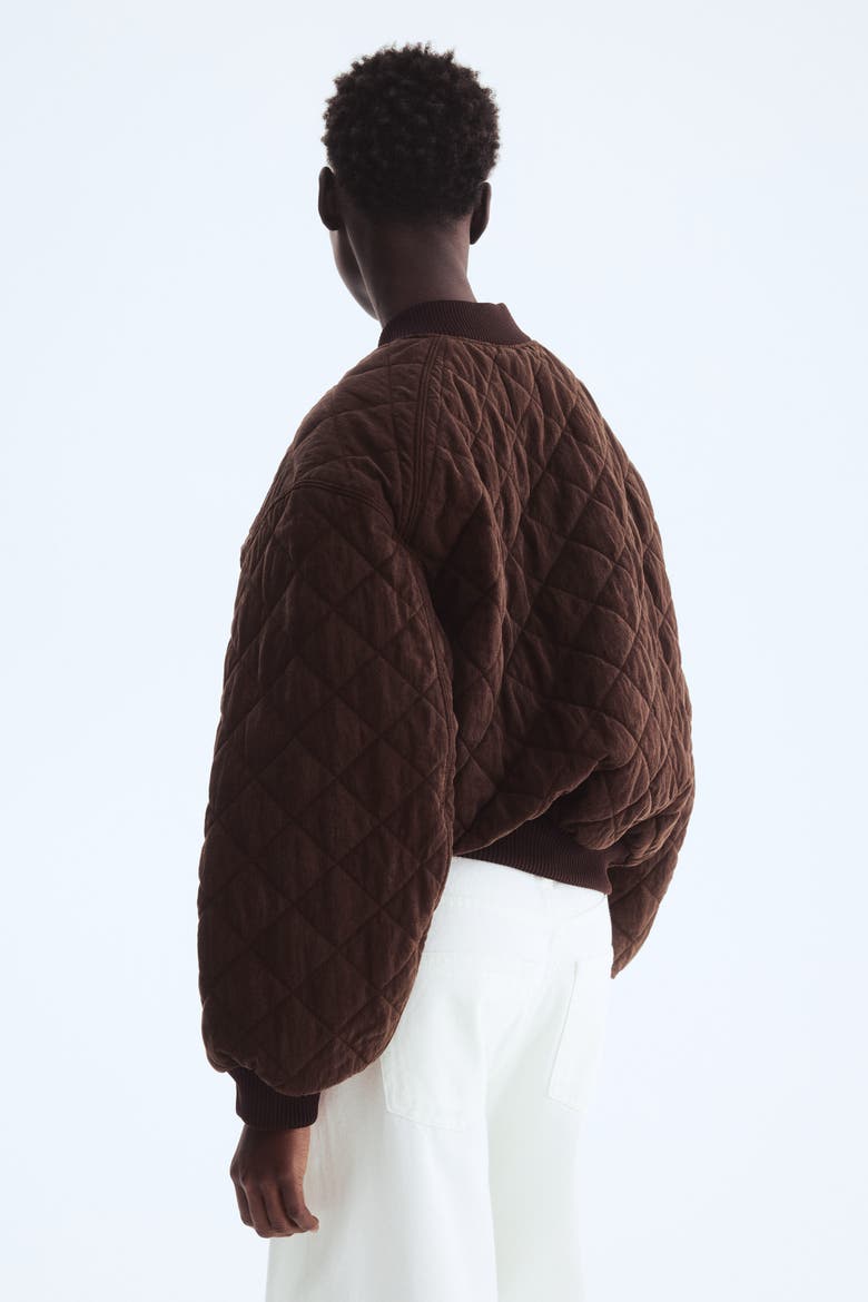 Quilted Bomber Jacket, Alternate, color, Dark brown