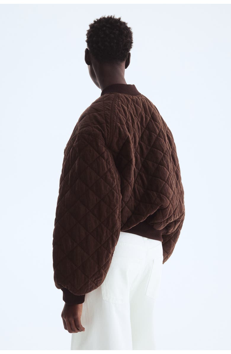 H&M Quilted Bomber Jacket, Alternate, color, Dark Brown