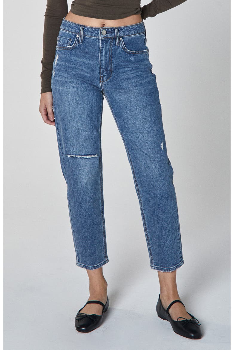 Debbie Express High Waist Slim Tapered Ankle Jeans, Main, color, MEDIUM BLUE