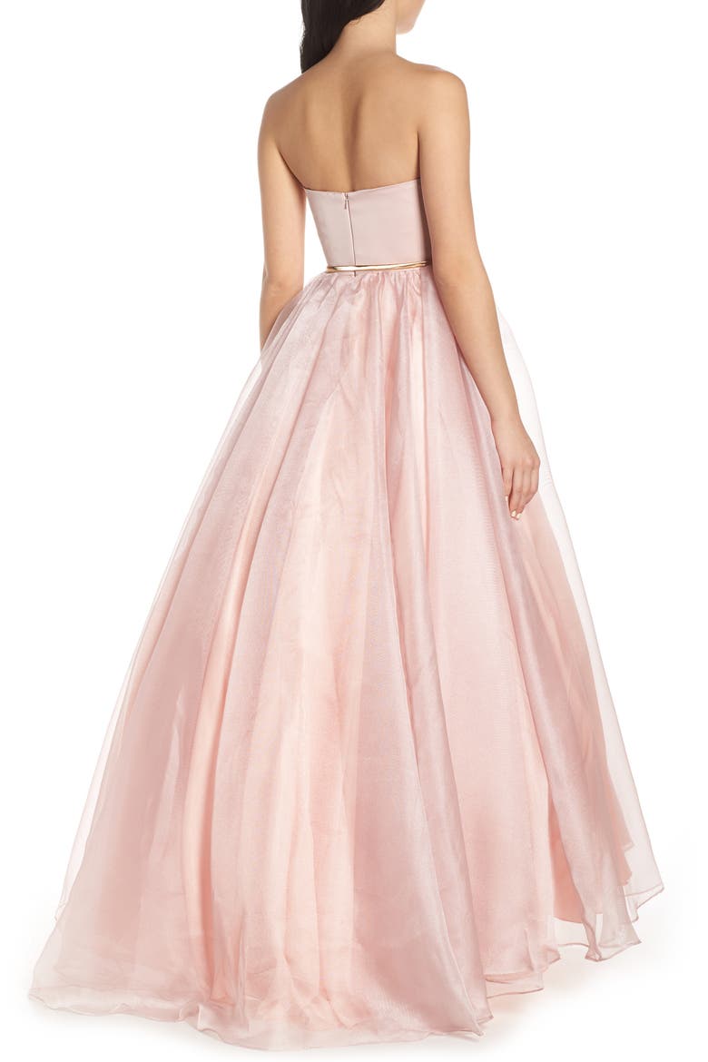 Strapless Belted Ballgown, Alternate, color, ROSE PINK