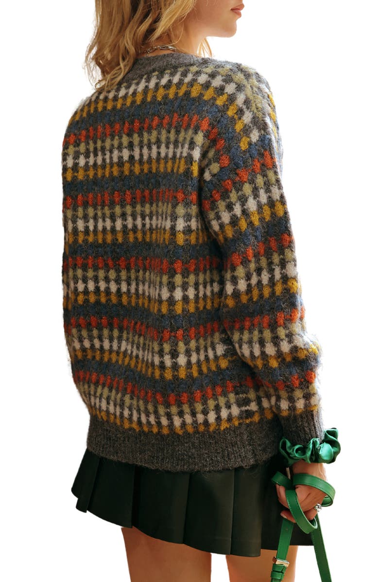 Blu Pepper Diamond Print Button Front Cardigan, Alternate, color,