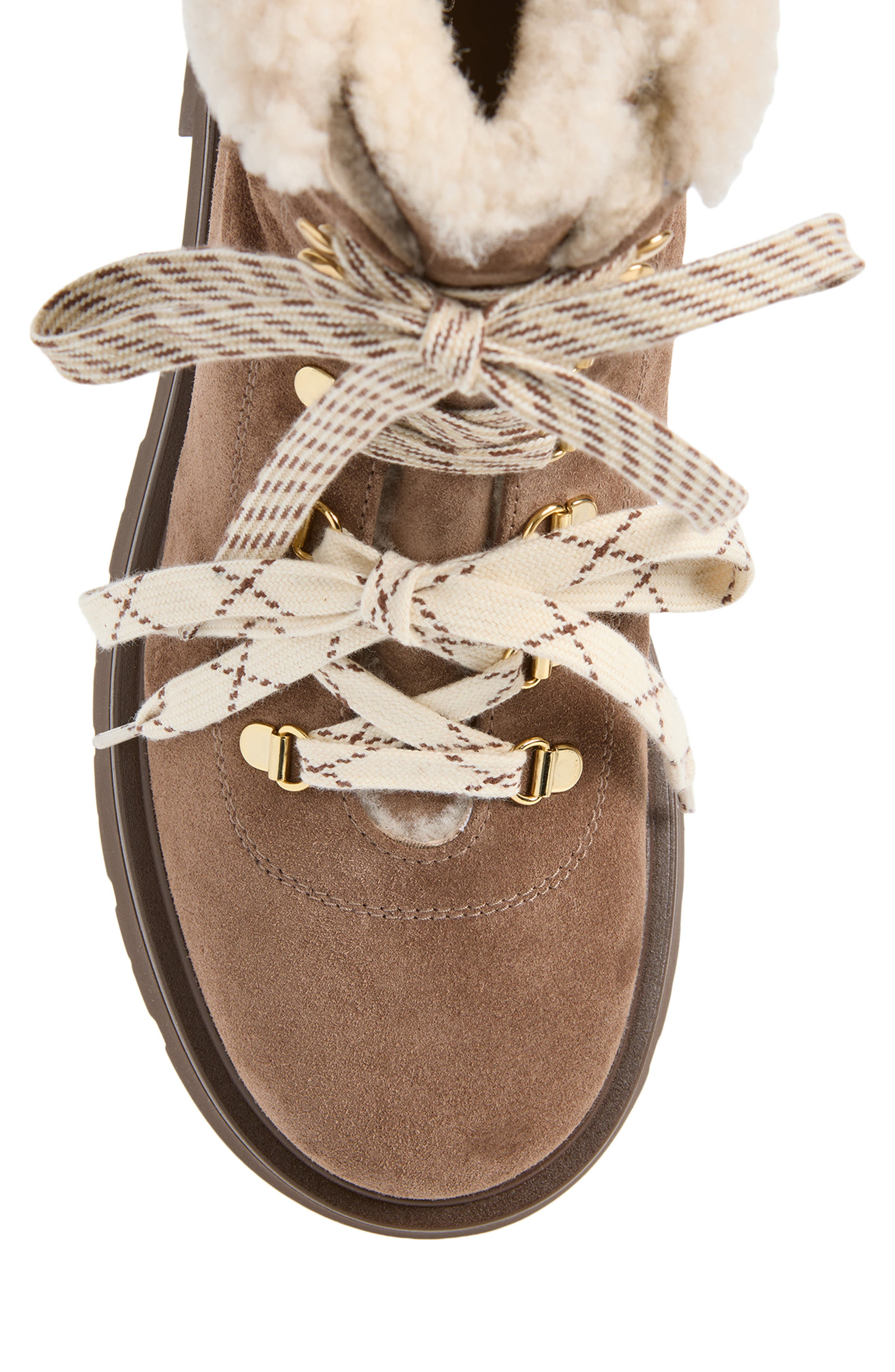 Ren Genuine Shearling Lace-Up Boot, Alternate, color, CIGAR NATURAL
