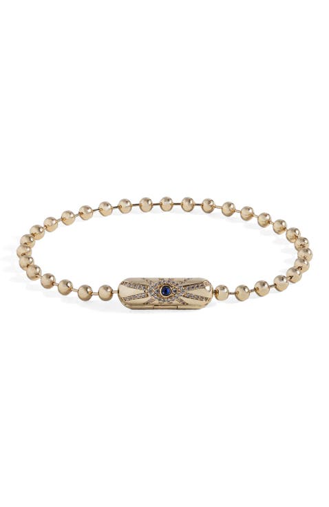 Ball Chain Barrel Closure Bracelet with Evil Eye