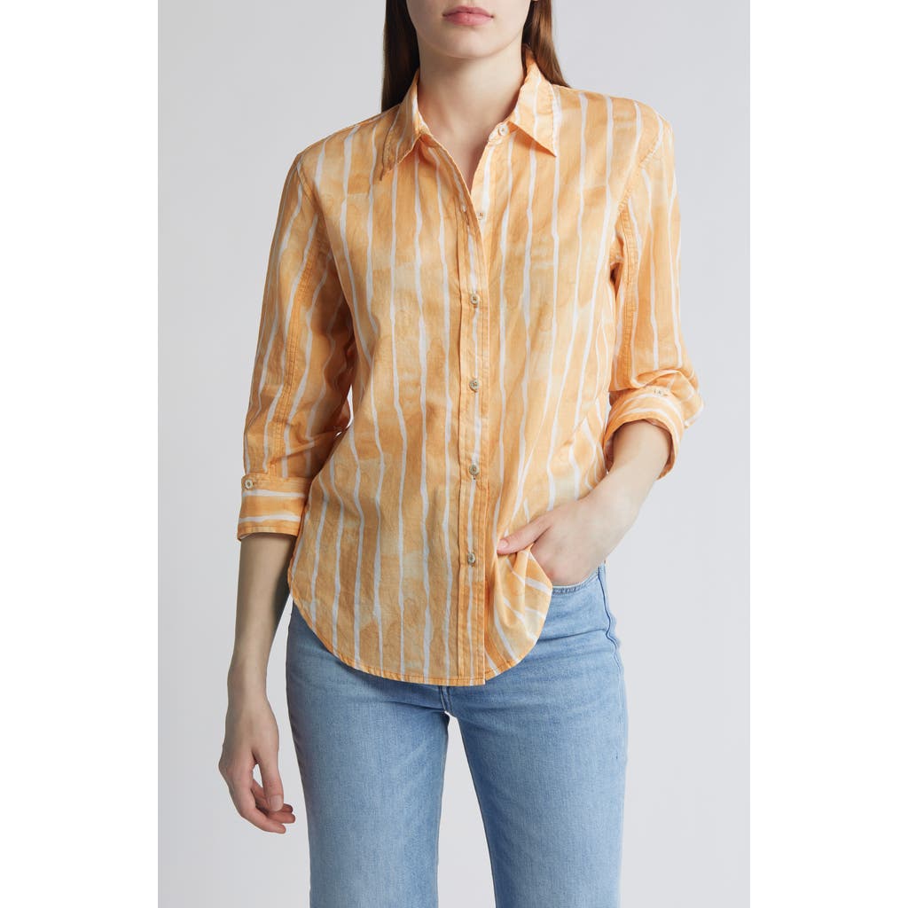 Nic + Zoe Nic+zoe Watercolor Stripe Cotton Button-up Shirt In Multi
