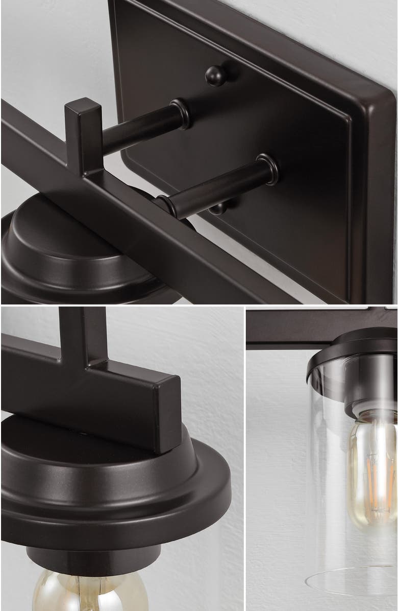 JONATHAN Y Liam 23.25" 3-Light Farmhouse Industrial Vanity Light with Bathroom Hardware Accessory Set, Alternate, color,