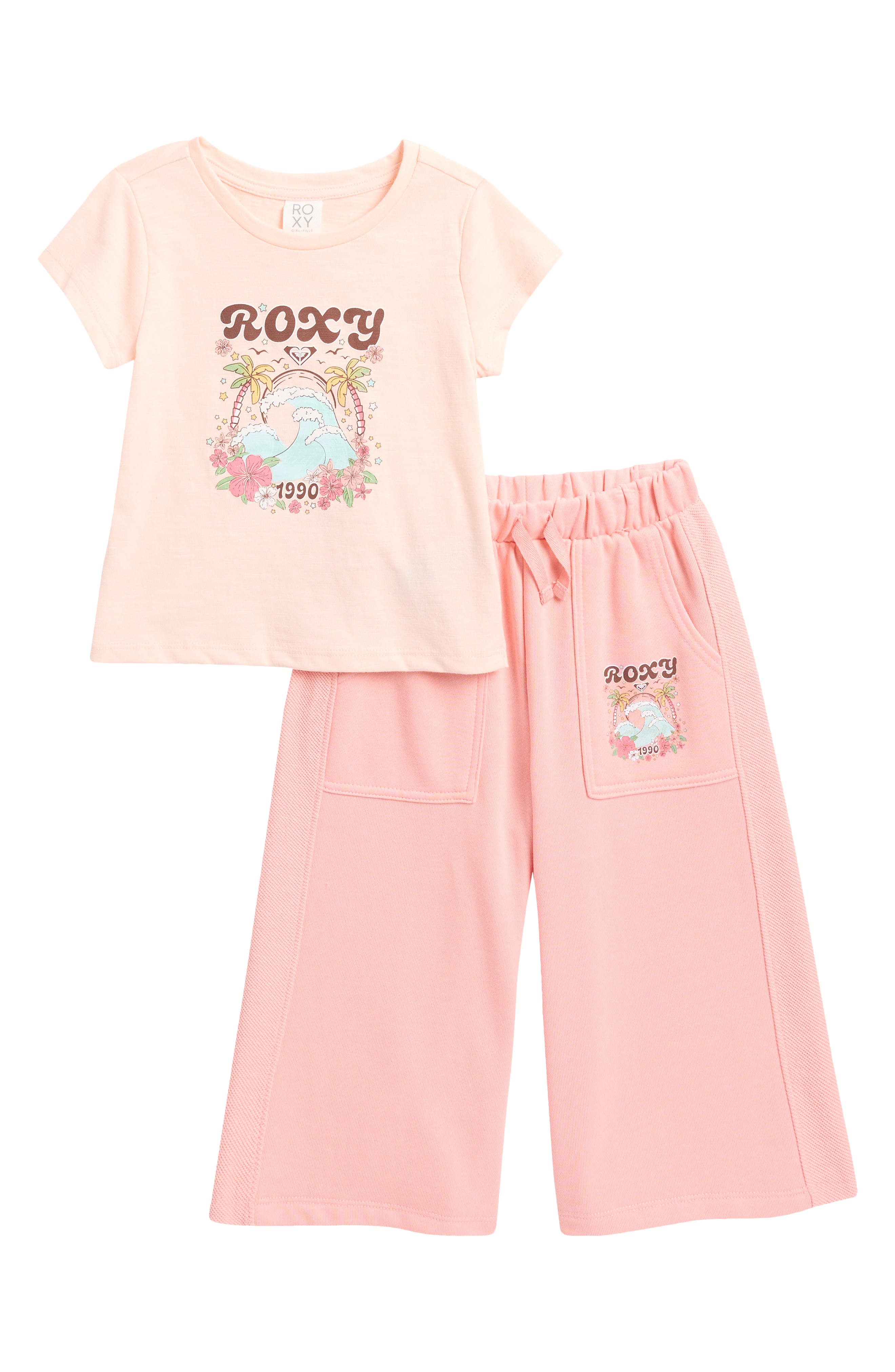 ROXY ROXY KIDS' LOGO GRAPHIC T-SHIRT & SWEATPANTS SET