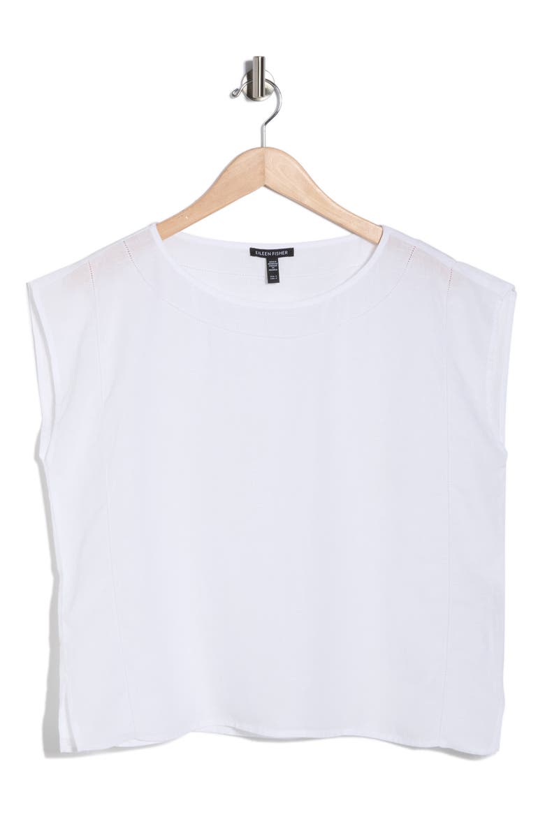 Linen Square Top, Alternate, color, WHITE