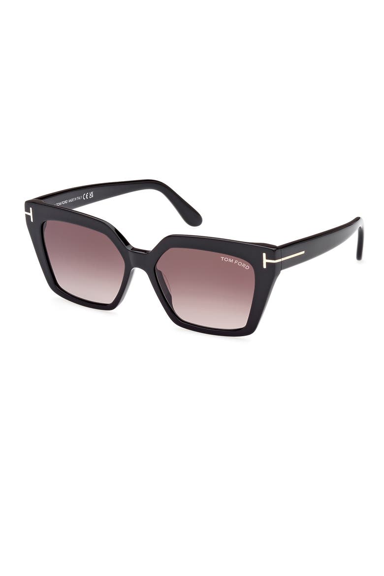 Winona 53mm Gradient Cat Eye Sunglasses, Alternate, color, SHINY BLACK / GRADIENT ROSE