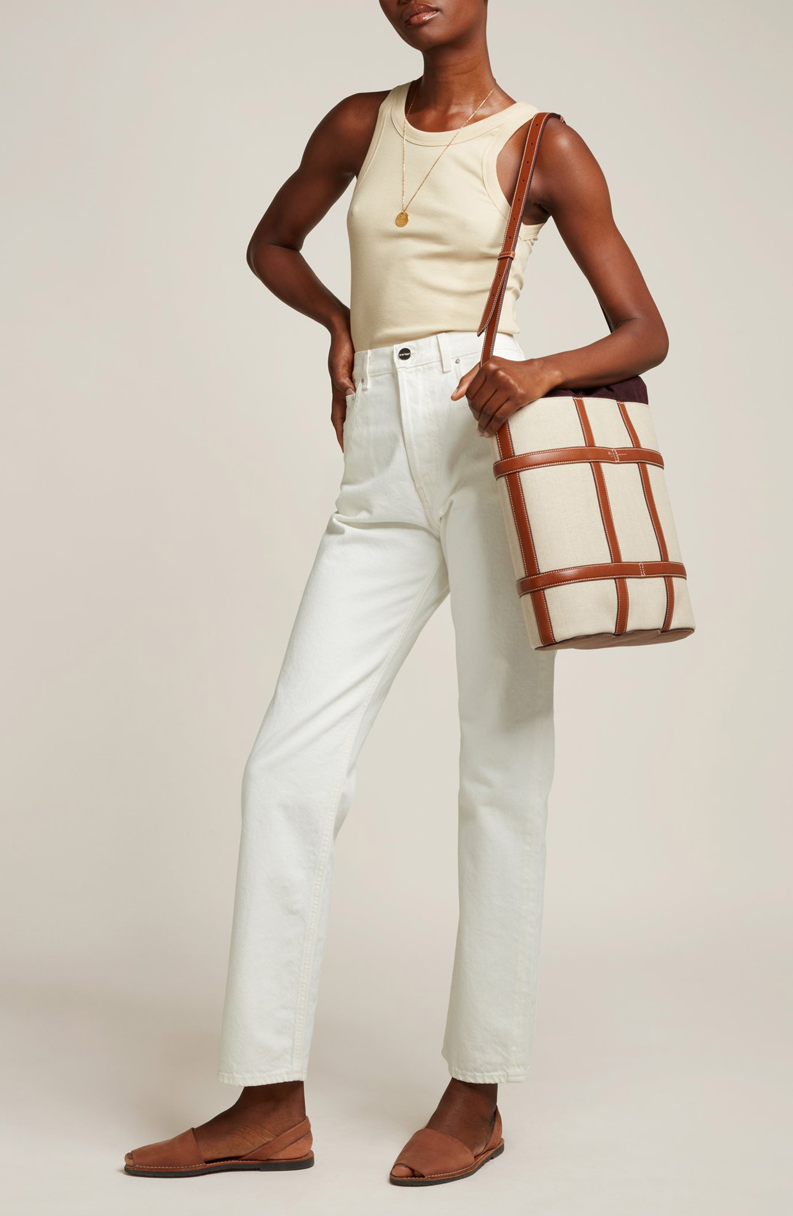 Métier London Linen & Leather Triple Wine Carrier, Alternate, color, 