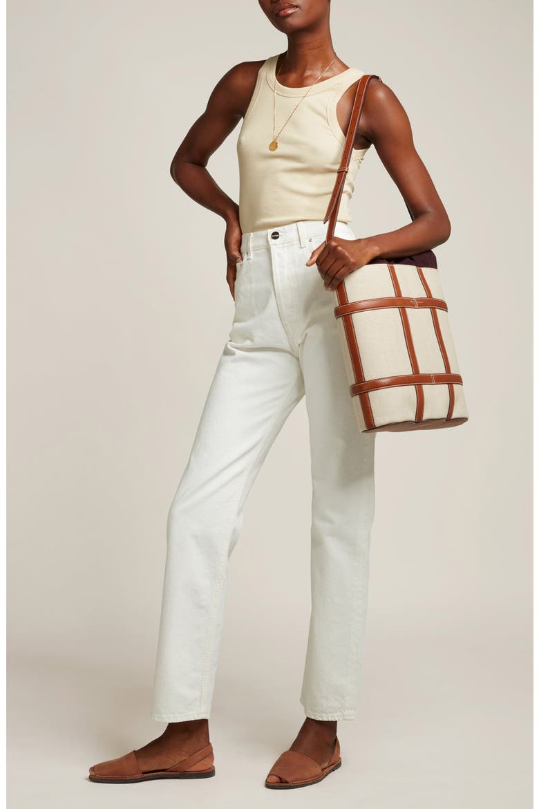 Metiér London Linen & Leather Triple Wine Carrier, Alternate, color, NATURAL LINEN W/ COGNAC