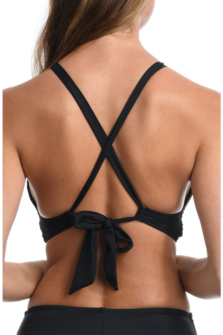 Island Goddess High Neck Bikini Top, Alternate, color, BLACK