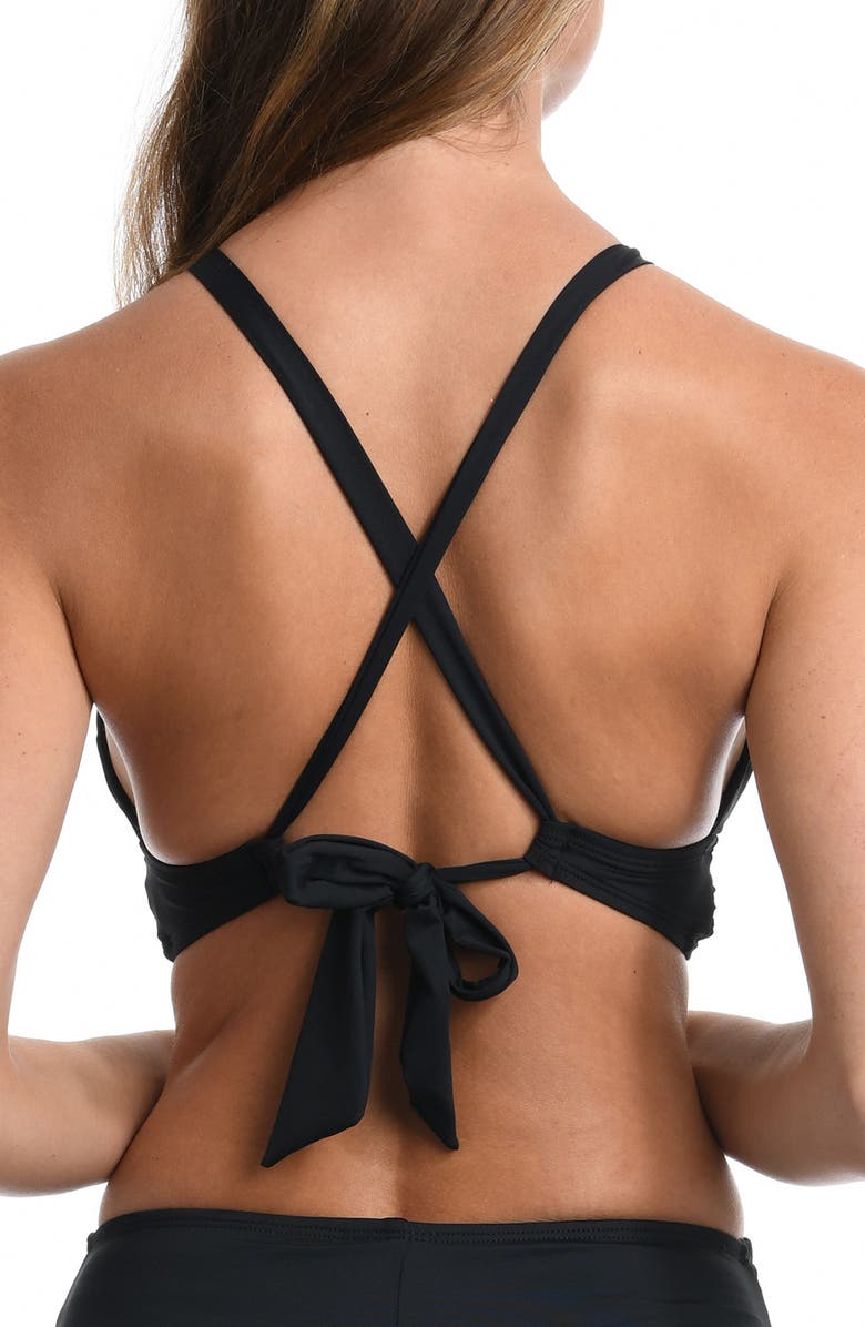 La Blanca Island Goddess High Neck Bikini Top, Alternate, color, Black