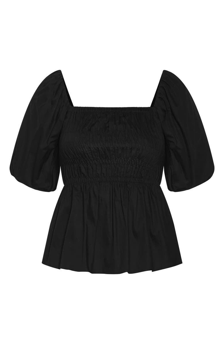 City Chic Blaire Smocked Peplum Top, Alternate, color, Black