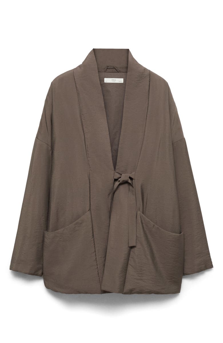 MANGO Short Satin Robe, Alternate, color, 