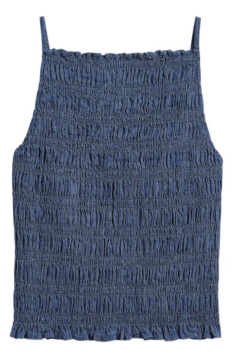 Denim Smocked Tank