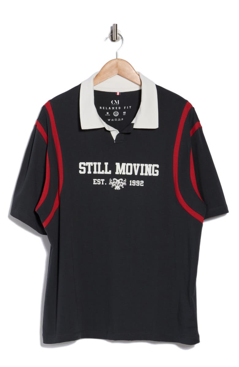 DENIM AND FLOWER Cotton Graphic Polo, Alternate, color, Charcoal