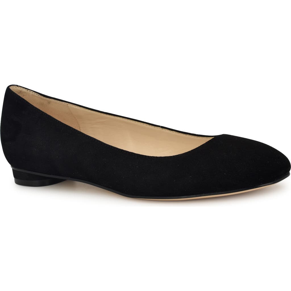 Nine West Women's Robbe Round Toe Slip On Dress Flats In Black Suede
