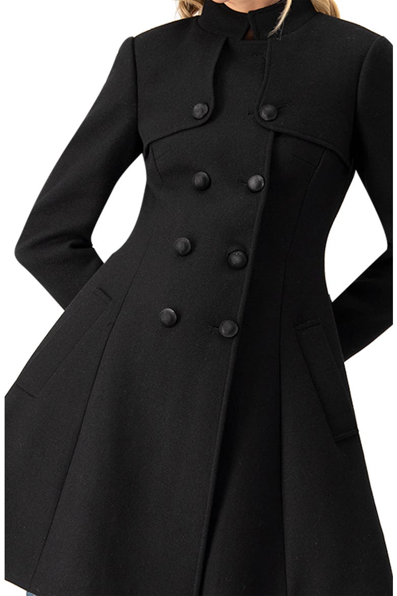 Cape-Collar Wool-Blend Fit-and-Flare Coat, Alternate, color, Black